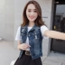 Mùa xuân 2018 mới vest denim ngắn nữ phiên bản Hàn Quốc của lỗ thời trang hoang dã áo khoác giảm béo mỏng - Áo vest Áo vest