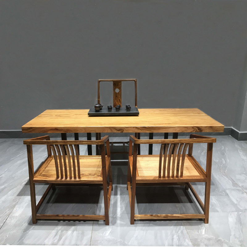 Walnut log large board tea table simple shape solid wood long strip desk tea table ebony wood dining table spot