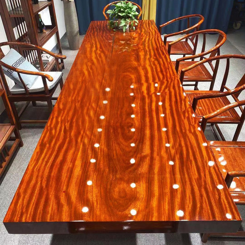 Bahua solid wood large board boss tea table desk log mahogany table and chair combination executive desk meeting dining table 2 meters