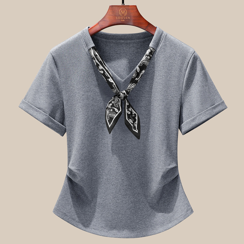 Brother Godegni Silk Scarf Short-Sleeve T-Shirt for Women 2026 Spring and Autumn New Long-Sleeve Blouse Shenzhen Nanyou Women's Top