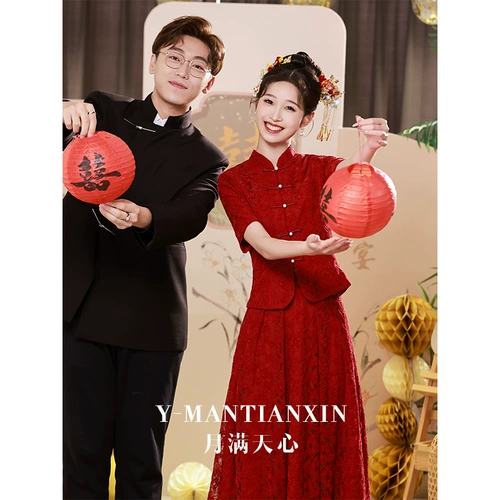 Красное вечернее платье, кружевное летнее свадебное платье, китайский стиль