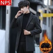Thu đông phiên bản Hàn Quốc của áo gió nam phần dài của xu hướng đẹp trai cộng với áo khoác lông cừu nam 2018 mới