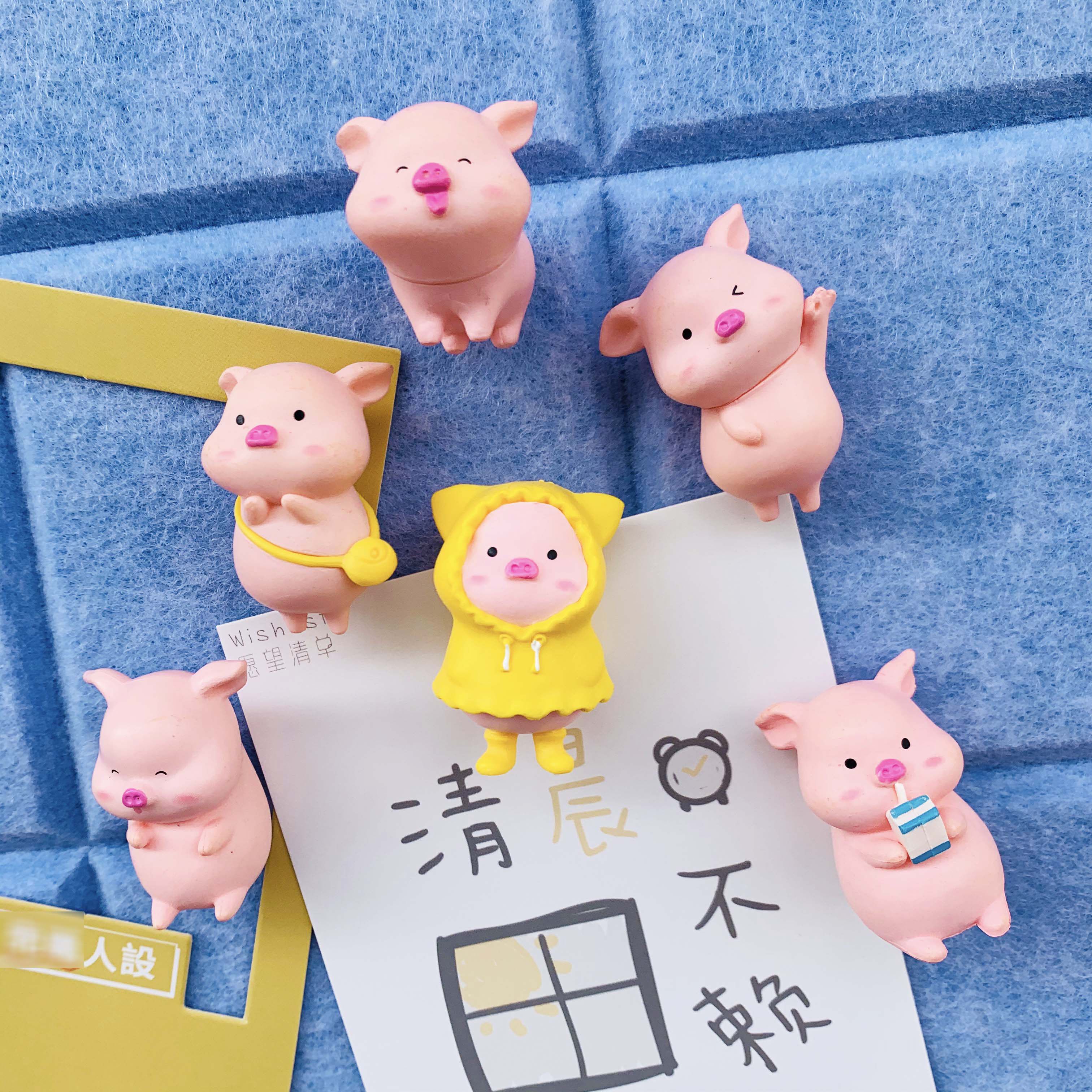 6 creative cuddly piggy pig solid picture nail felt cork Remain plate photo wall decoration Words press pins