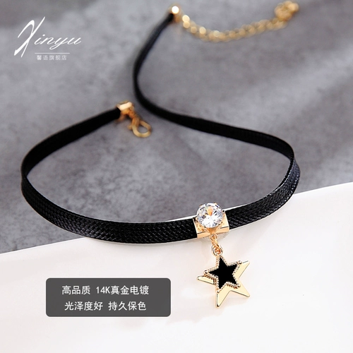 Модное черное ожерелье, дизайнерская короткая цепочка до ключиц, чокер, тренд сезона