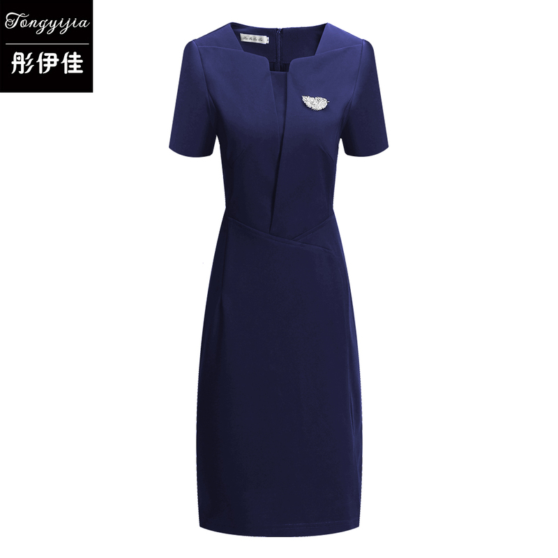 Women's Ol Classy Business Professional Dress Summer Slim Fit Uniform Beauty Salon Work Clothes Women's Workplace Formal Wear