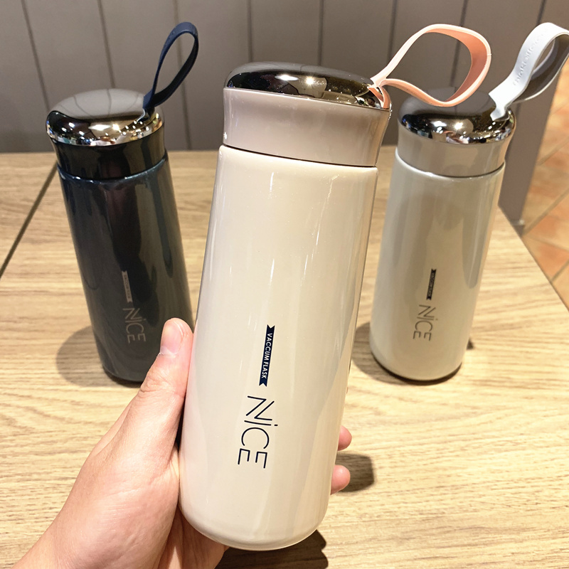 Heat cup men and women portable stainless steel students cute simple water cup in fresh trend cup