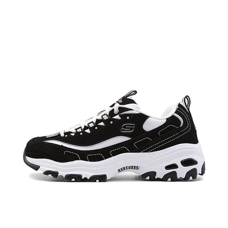 Skechers Dlites 1.0 Thick-Soled Height-Increasing Casual Shoes Unisex Black and White in Stock Skechers Dlites 1.0 Thick-Soled Height-Increasing Casual Shoes Unisex Black and White in Stock