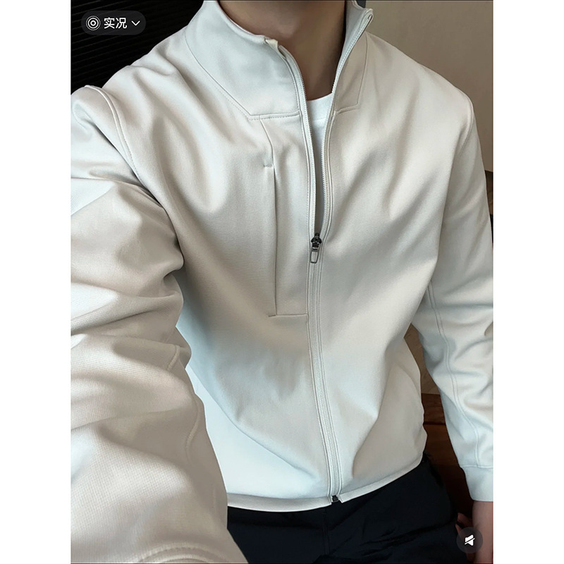 Bp LAOSHU Lu Brand Alternative Spring Style Sj Knitted Stand Collar Jacket, Sports Casual Light Business Coat