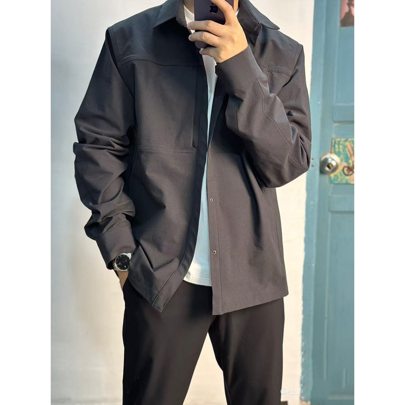 Spring Season Affordable Cronin Shirt Jacket Made of Nylon Spandex with Four-Way Stretch, Outdoor 3D Cut Loose Waterproof Jacket