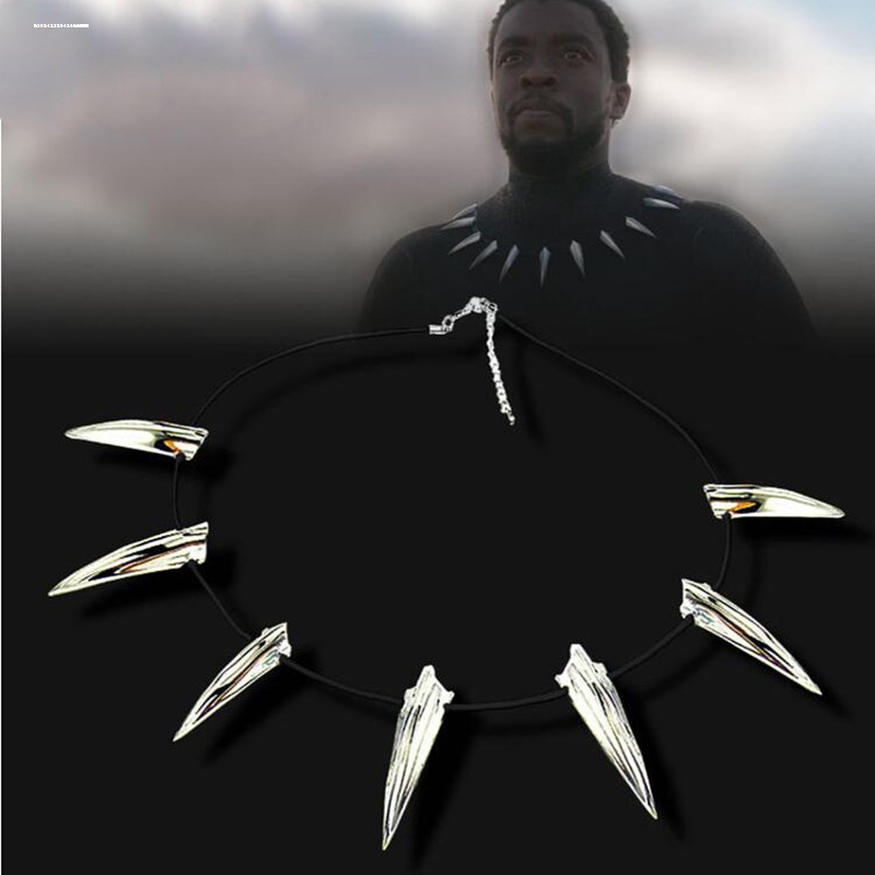 Black Panther Style Necklace, Movie Merchandise, Seven-Toothed Wolf Fang, Domineering Men's Neck Chain Pendant