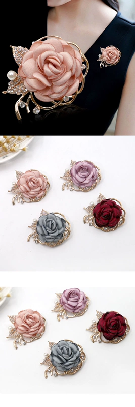 Hàn Quốc trâm vải hai màu hoa corsage phụ kiện phương tây tính khí đơn giản pin áo nịt trang trí bên ngoài phụ nữ - Trâm cài