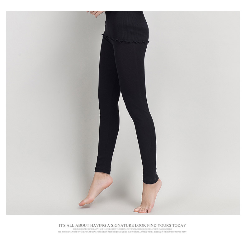 Lụa lụa cotton pha trộn dài tay phụ nữ Dệt kim lụa ấm quần xà cạp quần cotton an toàn quần mặc quần legging hàn quốc