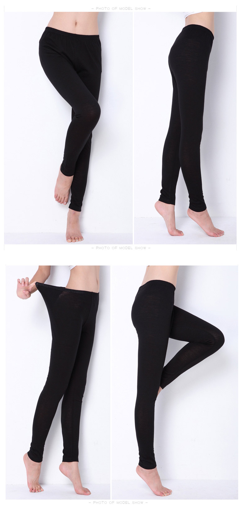 Lụa lụa cotton pha trộn dài tay phụ nữ Dệt kim lụa ấm quần xà cạp quần cotton an toàn quần mặc quần legging hàn quốc