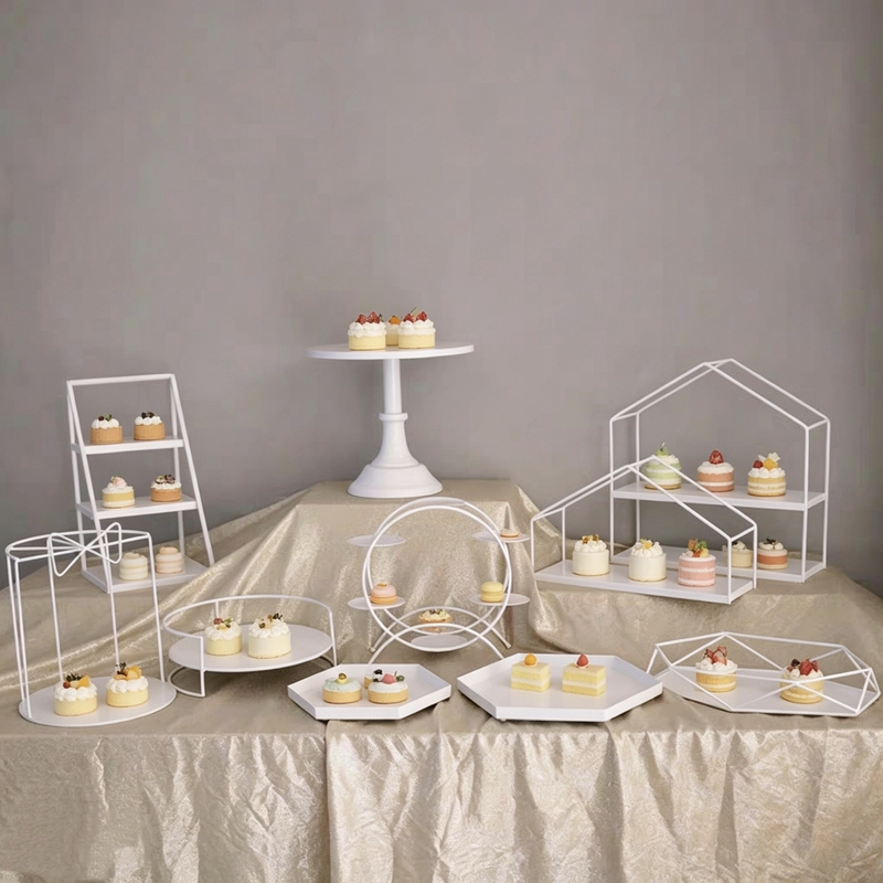 White Iron Dessert Table Display Stand Cake Stand Wedding Party Afternoon Tea Snack Stand Simple Modern
