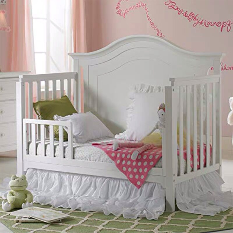 Multifunctional crib imported solid wood environmentally friendly children's bed exported to the United States Feixue Prius fight big bed into a human bed