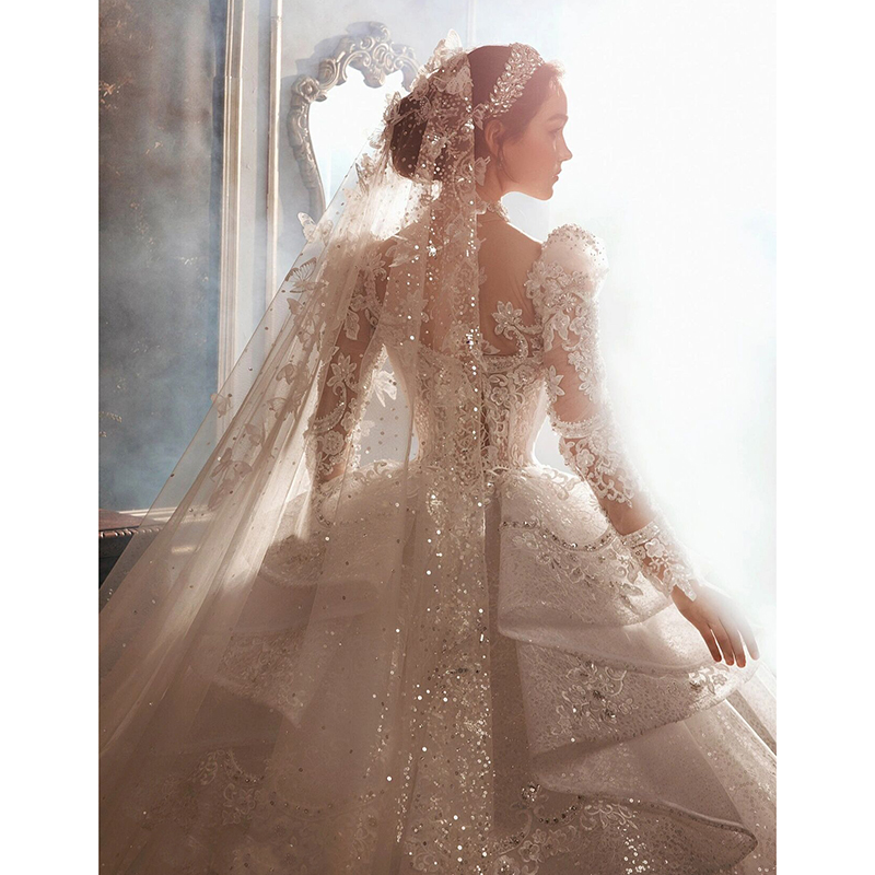 French retro wedding 2023 new bride main yarn high -end large size small, pregnant women heavy workers luxury long tail French retro wedding 2023 new bride main yarn high -end large size small, pregnant women heavy workers luxury long tail