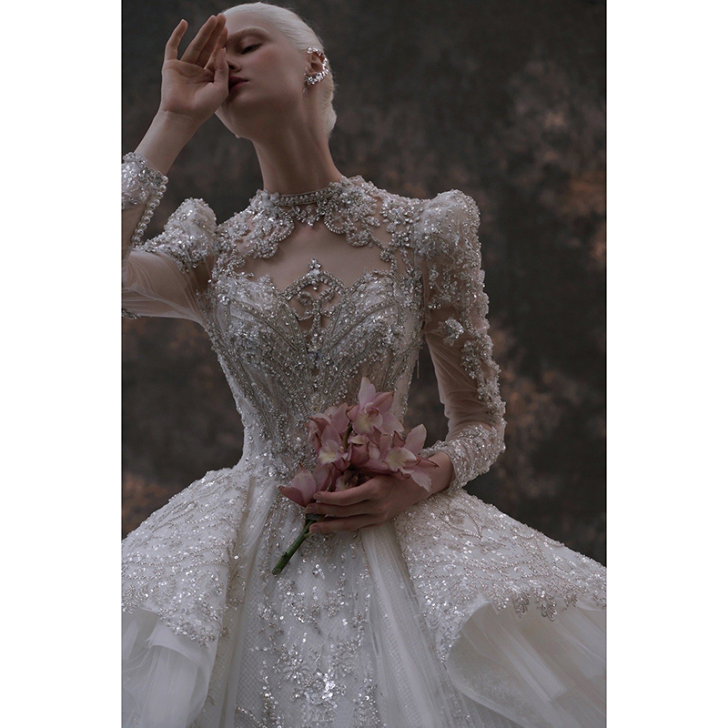 Main wedding dress 2022 new bride French Hefeng This heavy worker luxurious retro court princess style long sleeves long sleeves Main wedding dress 2022 new bride French Hefeng This heavy worker luxurious retro court princess style long sleeves long sleeves