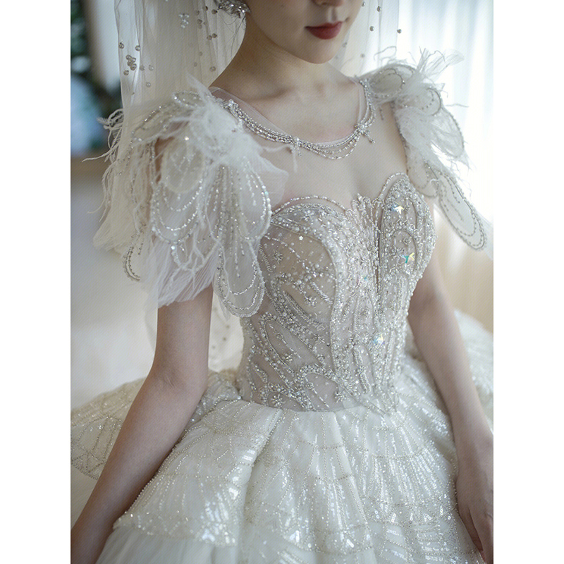 Retro advanced tube top for bride, 2023 collection, suitable for teen, high-end, french style Retro advanced tube top for bride, 2023 collection, suitable for teen, high-end, french style