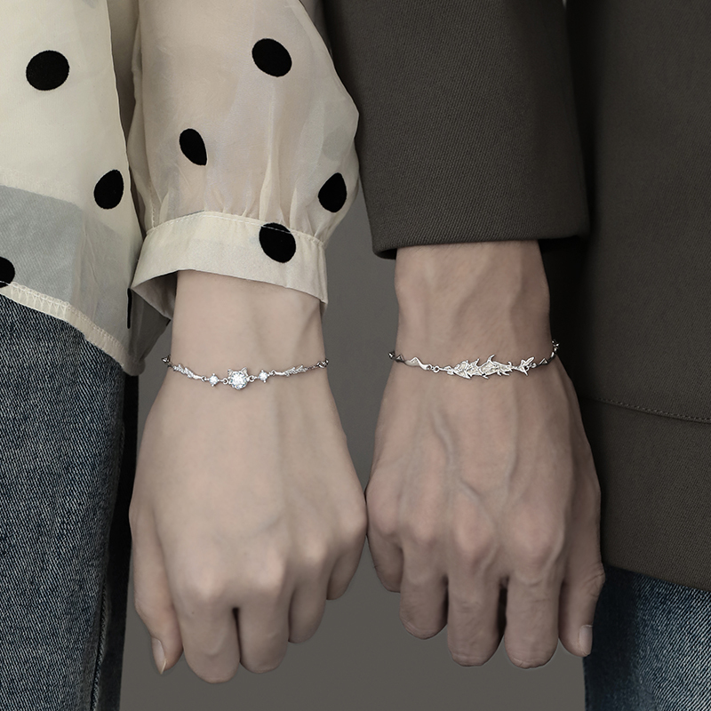Couple Bracelets, Silver Bracelets, a Pair of New Original Niche Designs, High-End Love Anniversary Gifts for Boyfriends