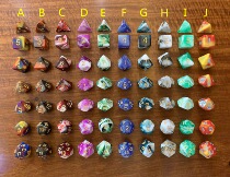 7 multi-sided dice set DND game props Digital color (solid color seven-grain) running group Q Workshh