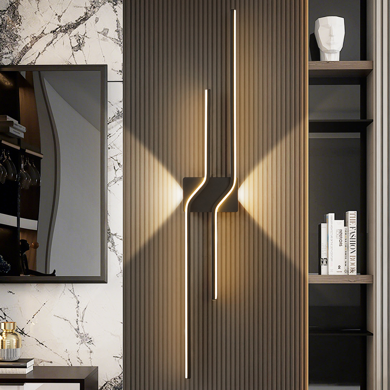Grille Wall Lamp Tv Background Wall Bedroom Bedside Decoration Living Room Minimalist Light Luxury Strip Lamp Guangdong Zhongshan Lighting Fixtures