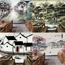 Jiangnan Water Township Painting Environmental Protection Bamboo And Wood Fiber Integrated Board Mood Water Ink Painting Restaurant Hotel Moisture-proof and fast-fitting wall panel