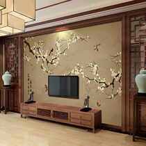 3D New Chinese TV Background bamboo wood fiber integrated wall panel 8D Classical flower bird customer sofa film and TV protective wall