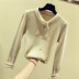 Mùa thu 2018 mới khăn quàng cổ áo len cổ lọ nữ dài tay thon gọn màu trơn áo trùm đầu màu dưới áo thun có cổ Áo / áo thun