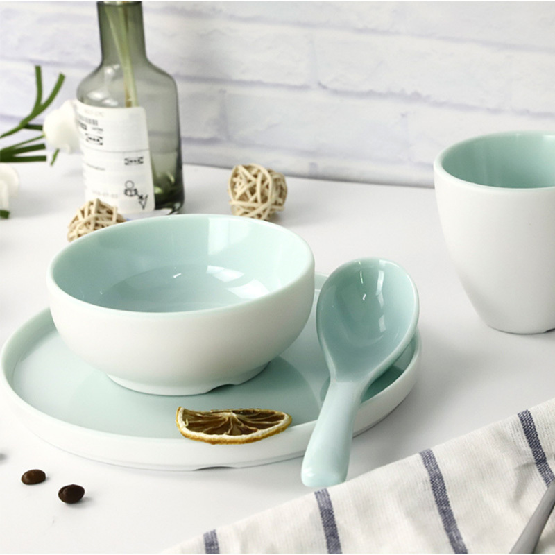 Melamine Tableware Four-Piece Set, Imitation Porcelain, Restaurant Hot Pot Shop Commercial Use, Bowls, Spoons, Cups, Plates, Thickened