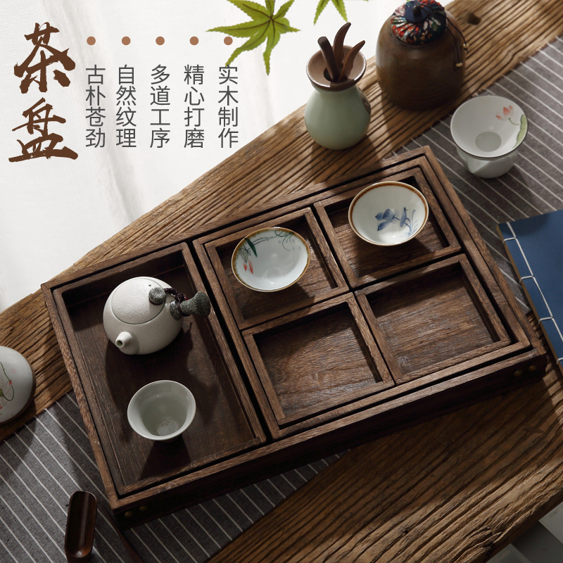 Japanese-Style Solid Paulownia Wood Tea Tray, Chinese-Style Snack Tray, Tray for Sitting Around the Fire, Baby's First Birthday Gift, Tray for Steamed Buns and Flower-Shaped Bread