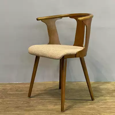 Nordic solid wood dining chair Modern minimalist stool backrest soft bag chair Hotel creative model room designer chair