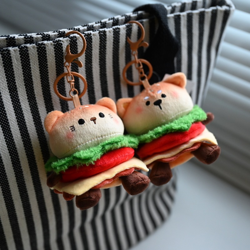Trendy New Hamburger Dog Small Animal Plush Toy Hamburger Cat Hamburger Bear Keychain Pendant Kawaii Bag Charm Trendy New Hamburger Dog Small Animal Plush Toy Hamburger Cat Hamburger Bear Keychain Pendant Kawaii Bag Charm