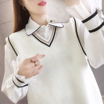 Waistcoat Vest Jacket Fall Exterior Lap Knit Lady Sweater 2022 New Spring Dress Korean Version of the Loose Exterior Wear