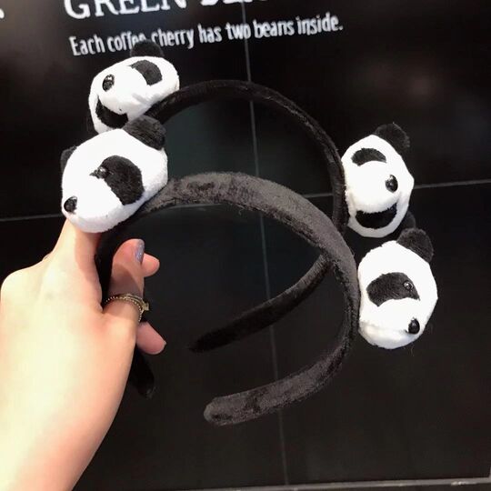 包邮韩国同款毛绒洗脸必用卡通熊猫萌物发箍可爱少女发卡网红头箍