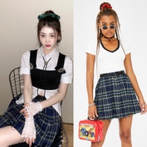 Meidai currentwood Shen Xiaoting with the same retro plaid half body dress female group Wind plexigo dollskill