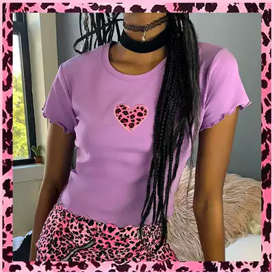 American dELiAs by Dolls Kill Pink BAO WEN Love T-shirt Sexy little wild cat Big baby