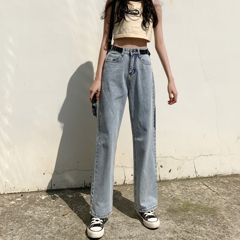 Summer thin jeans women's loose new small wide-legged Hyuna drape high waist thin straight-leg mopping pants