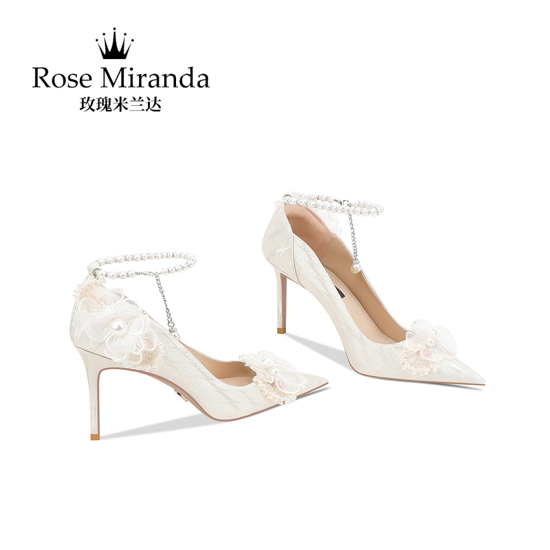 Rose Miranda Commemorative Moment High Heels Light Gold Thin Heel Banquet Pumps for Women