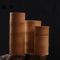 Dingheng natural bamboo tube tea jar tea bucket bamboo carved three-section four-section scented can Tea