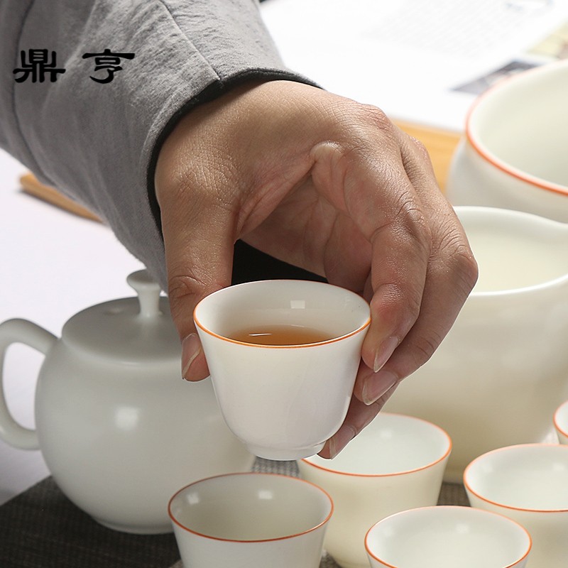 Ding heng dehua white your up suit household small tea cup lid bowl of tea taking tea wash LOGO customization