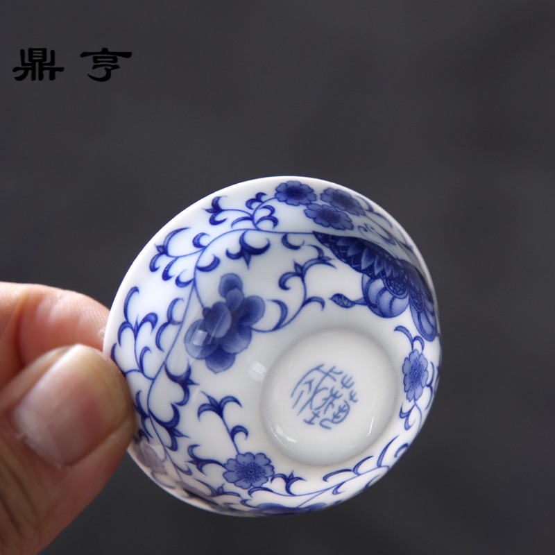 Ding heng suit blue and white travel tea set tea kettle Japanese portable home office tea in the living room
