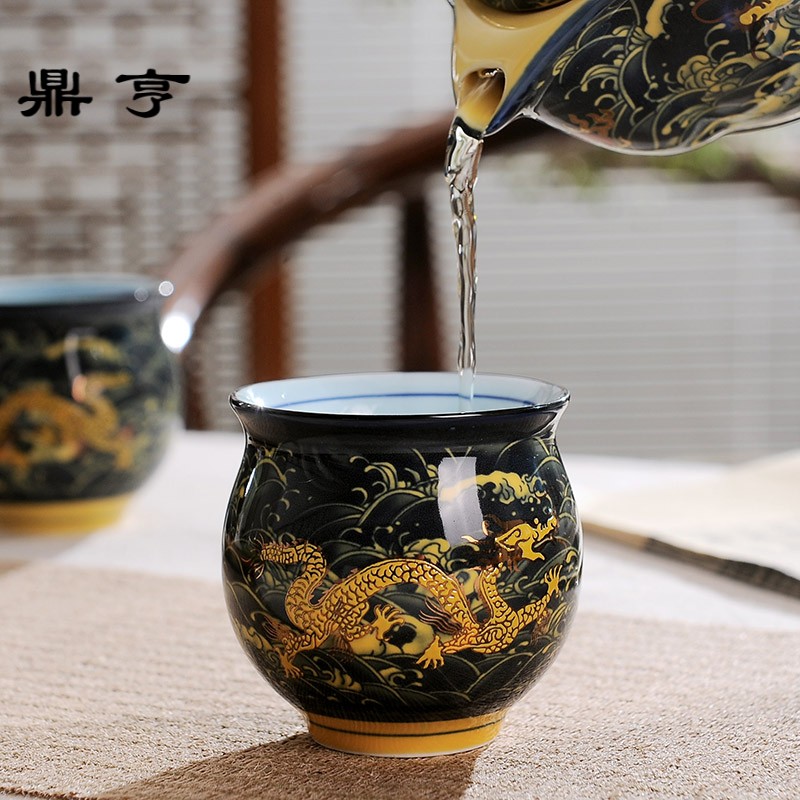 Ding hunter price of jingdezhen ceramic tea set hai - long huang household ceramics kung fu tea cups of a complete set of double the teapot