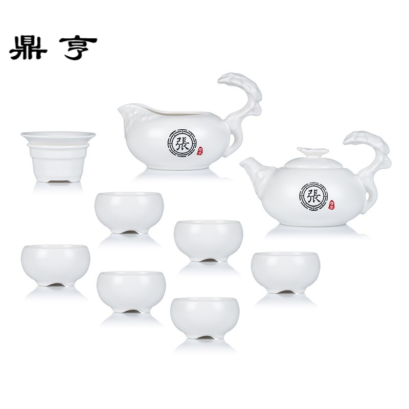Ding heng non - success heart to taste a whole set of ceramic tea set gift box set six kung fu tea set manually lettering tea combination