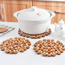Bamboo household beads anti-scalding insulation mat Anti-burning mat Table mat Dish mat Coaster Heat-resistant round pot mat Table mat
