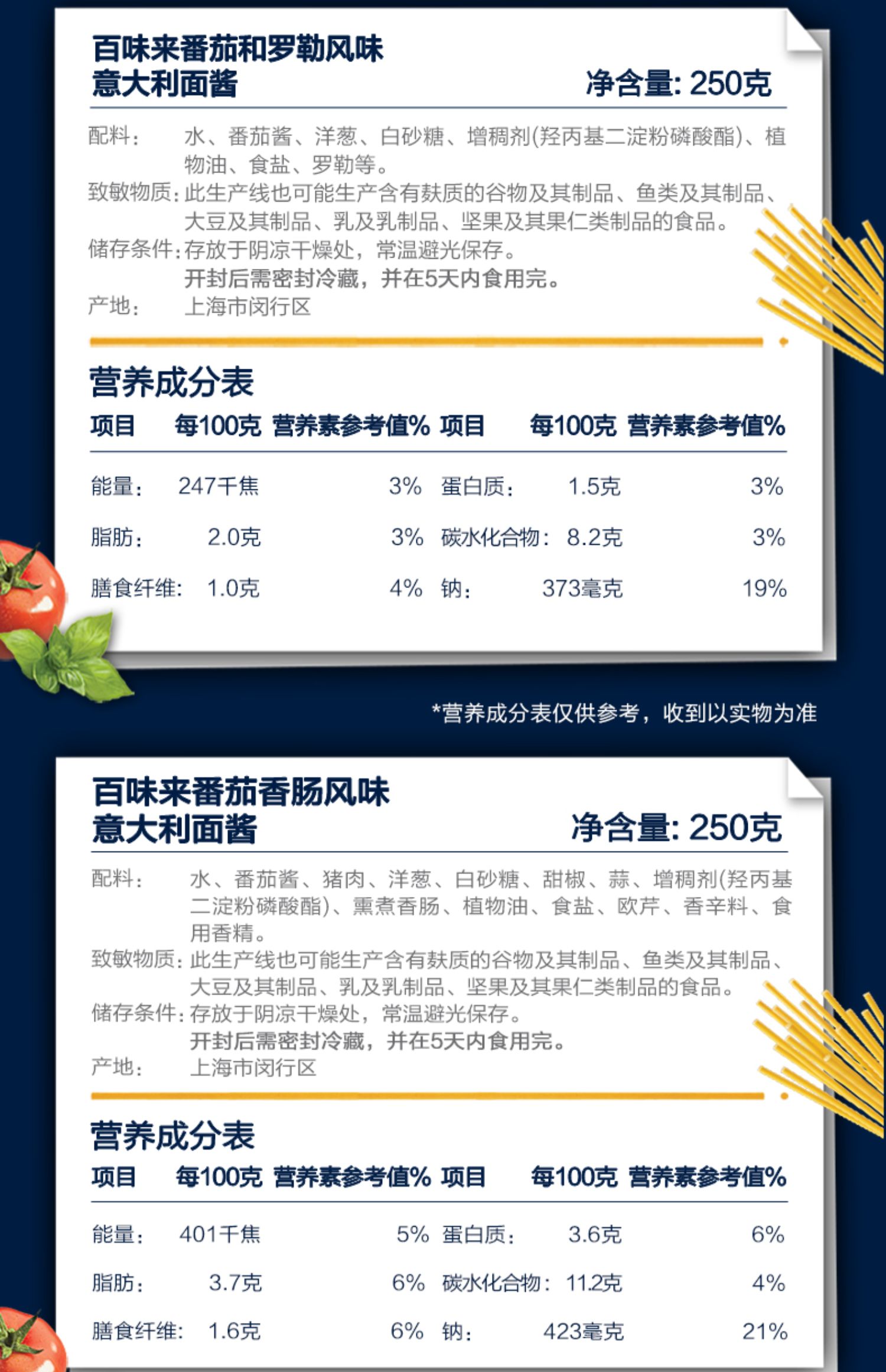 【1件包邮】百味来意面酱料组合2人份