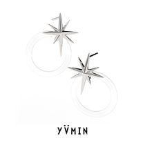 YVMIN special Empty Room series star round transparent earrings niche advanced design sense 925 silver