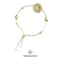 THEOGONY Gods Roman Ancient Coins Series Waxed Bracelet Fire Paint Double Side Coin Pearl Adjustable