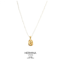 HERMINA ATHENS official authorized Hygieia goddess ancient coin pearl necklace Greek designer