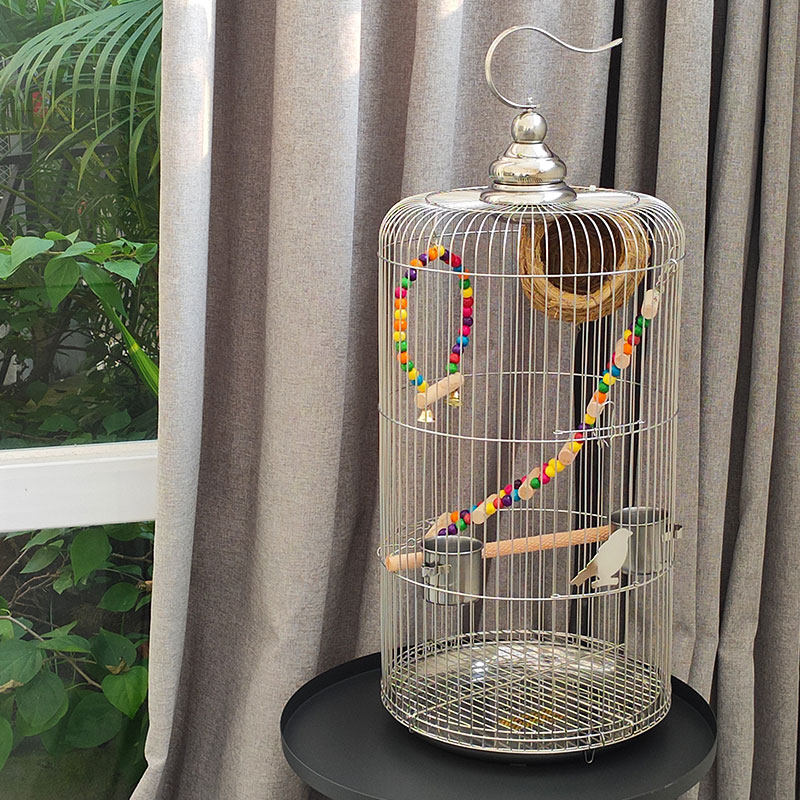 Stainless steel bird cage tiger skin kha feng cage large villa luxury eight brook cage dedicated round parrot cage luxury