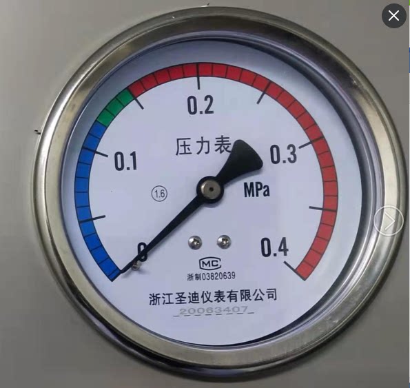 浙江圣迪压力表轴向0-0.4MPa Y100Z 湖南共创灭菌器配件